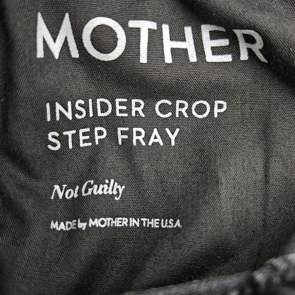 Mother Insider Crop Step Fray Jeans Not Guilty Black Mid Rise Denim - Picture 2 of 9